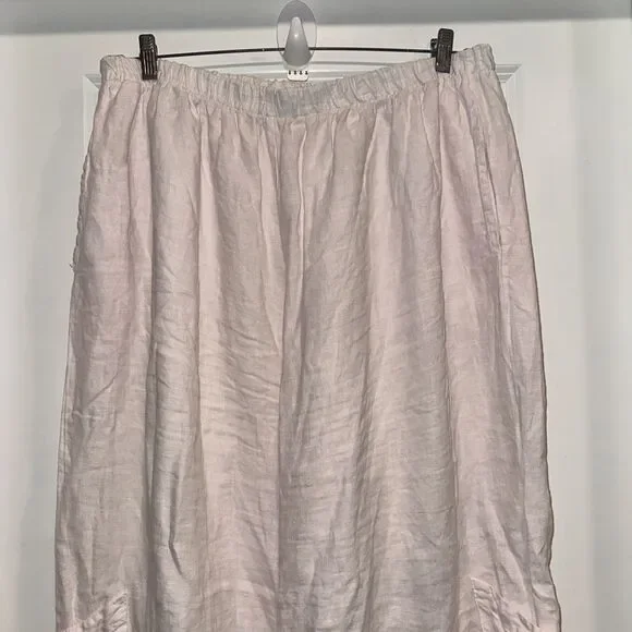 Bryn Walker 1X Womens Pants Linen Pink Pull On Wide Leg Pocket Resort Lagenlook - Picture 2 of 8
